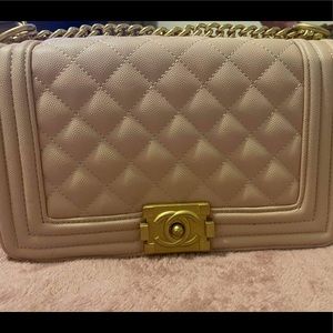 Chanel blush & gold chain crossbody